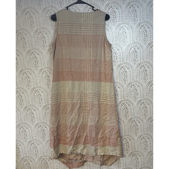 J. Jill PureJill Womens Size Large Cream Plaid Lagenlook Asymmetrical Dress - Picture 2 of 11